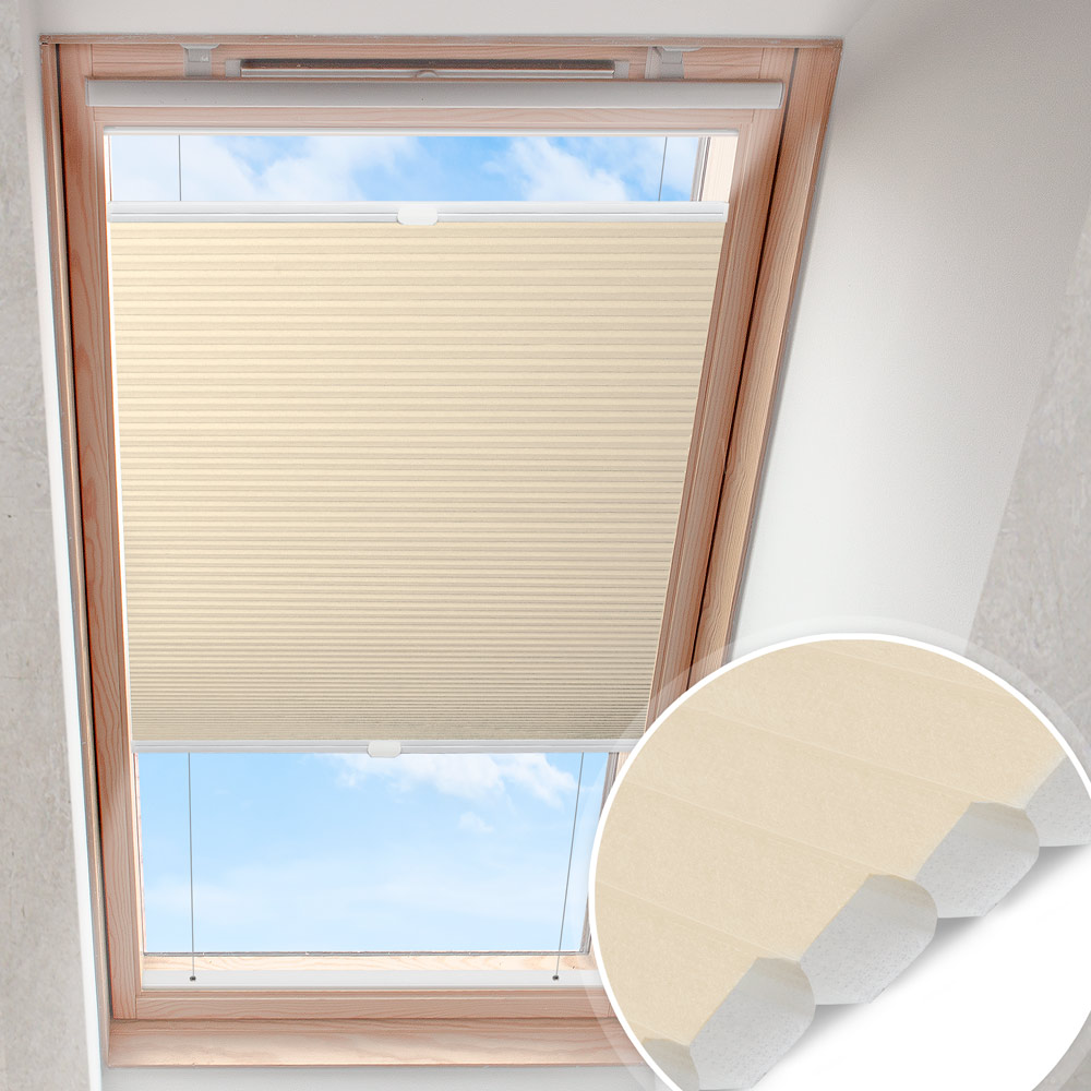 Plisserad takfönstergardin ljus beige | honeycomb