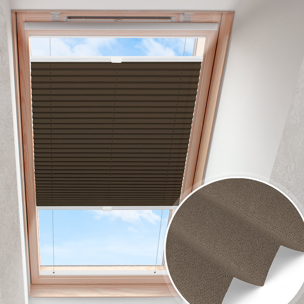 Plisségardin för takfönster smutsig brun | permutt