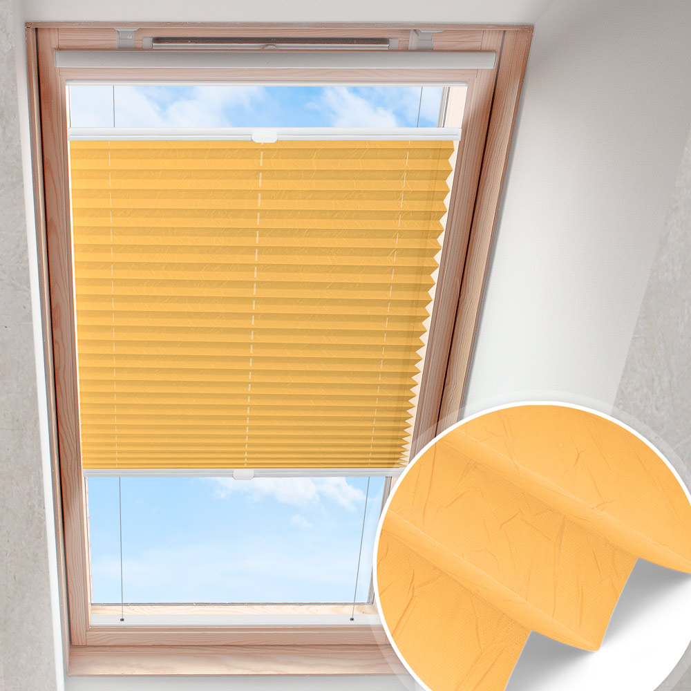 Plisserad takfönstergardin orange | krossad pärlemor