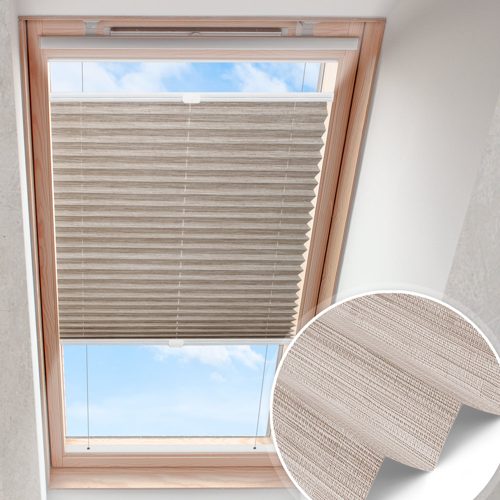 Plisségardin för takfönster mörk beige | mönstrad