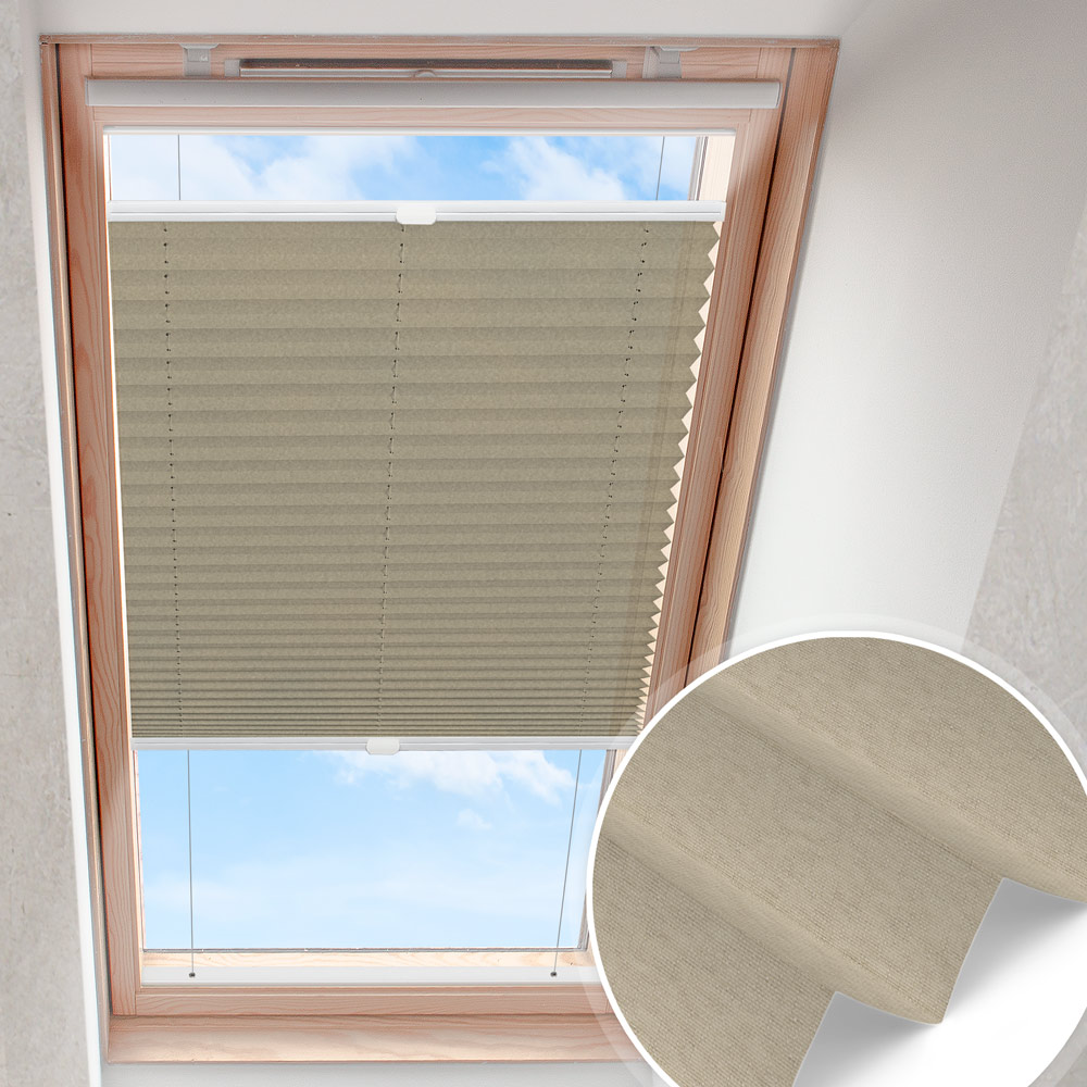 Plisserad takfönstergardin brun | mörknande pärlemor