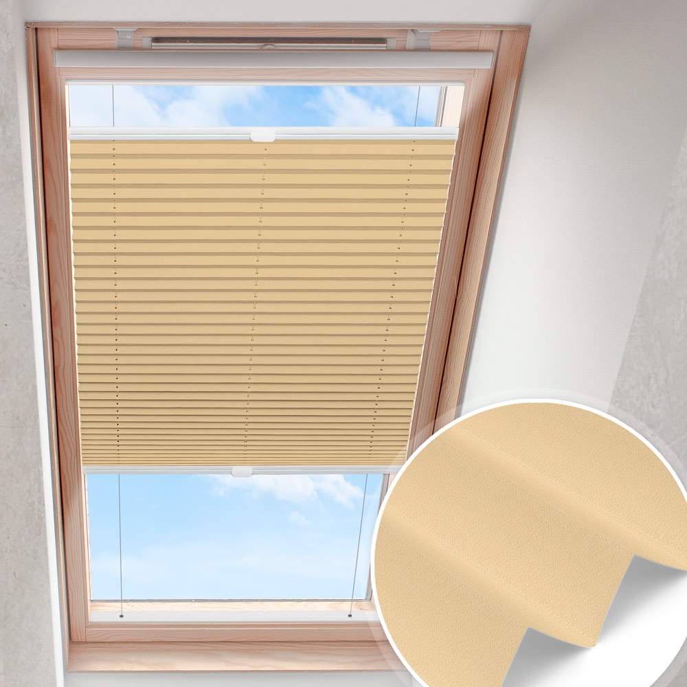 Plisserad takfönstergardin sandbeige | permutt