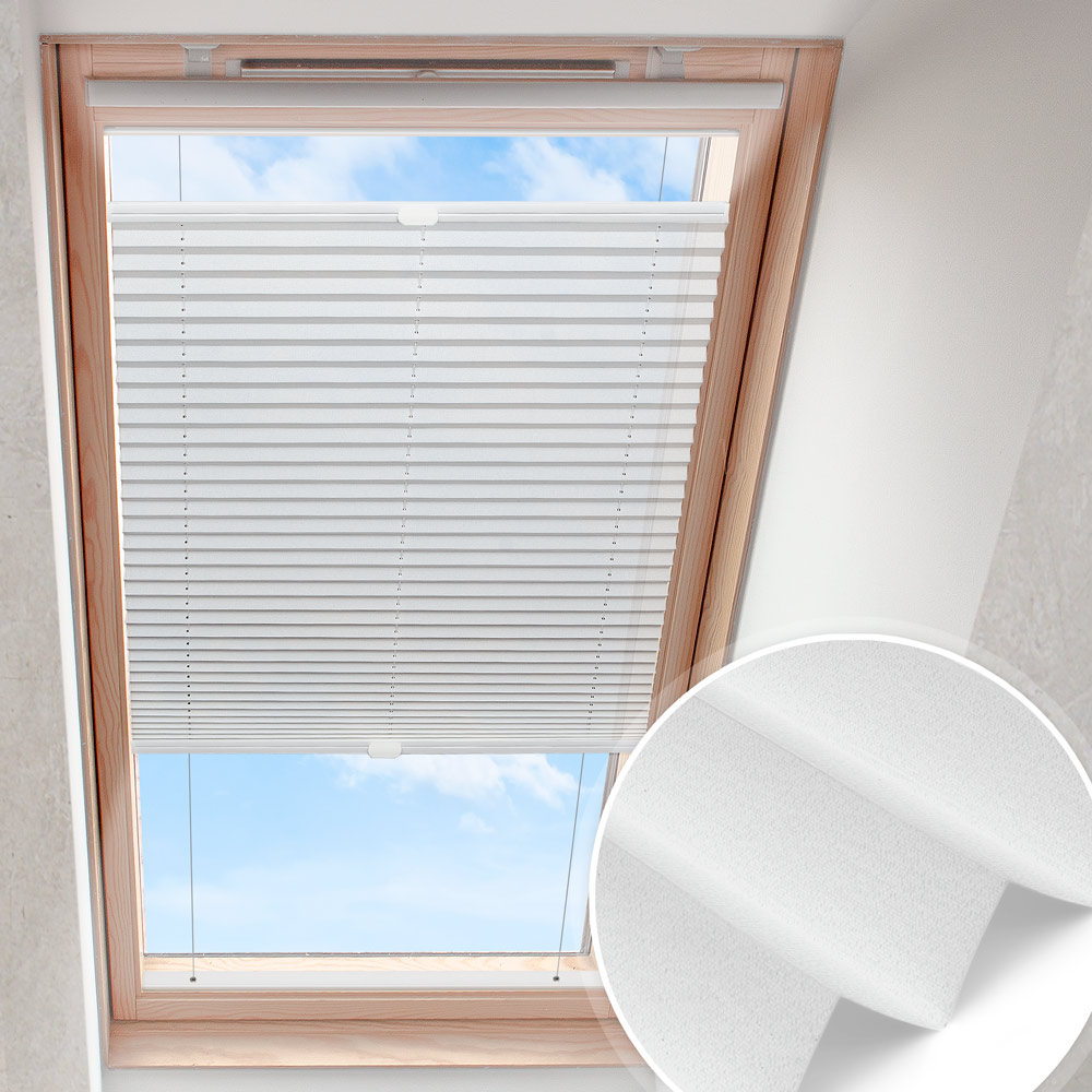 Takfönster plisserad persienn liljevitt | ogenomskinlig