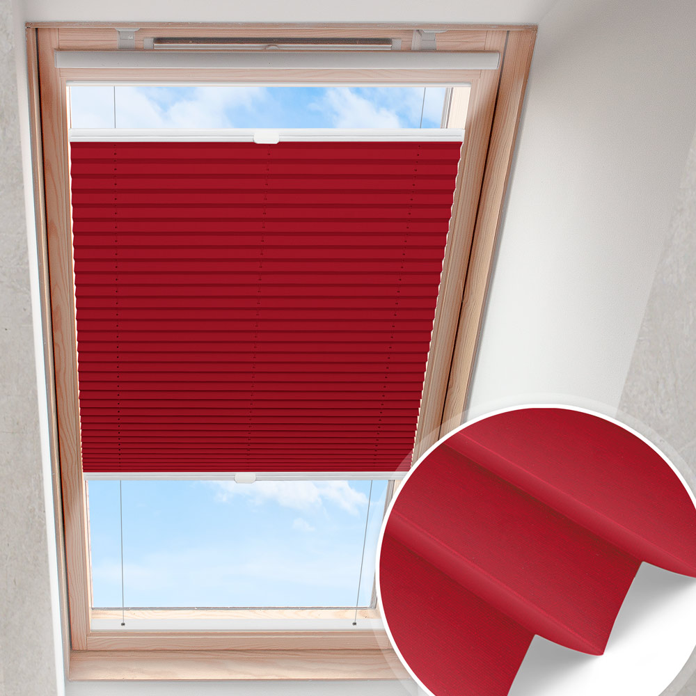 Plisségardin för takfönster mörkröd | mörknande pärlemor