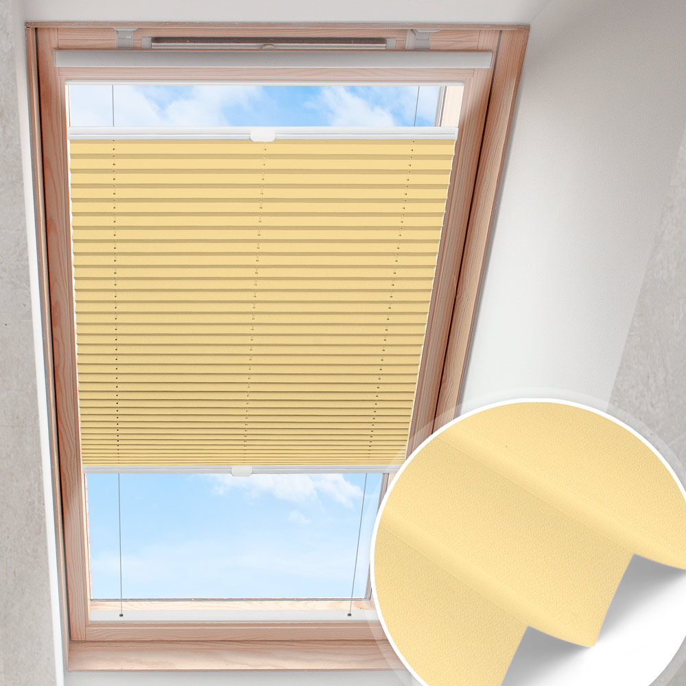 Plisserad takfönstergardin gul | ogenomskinlig