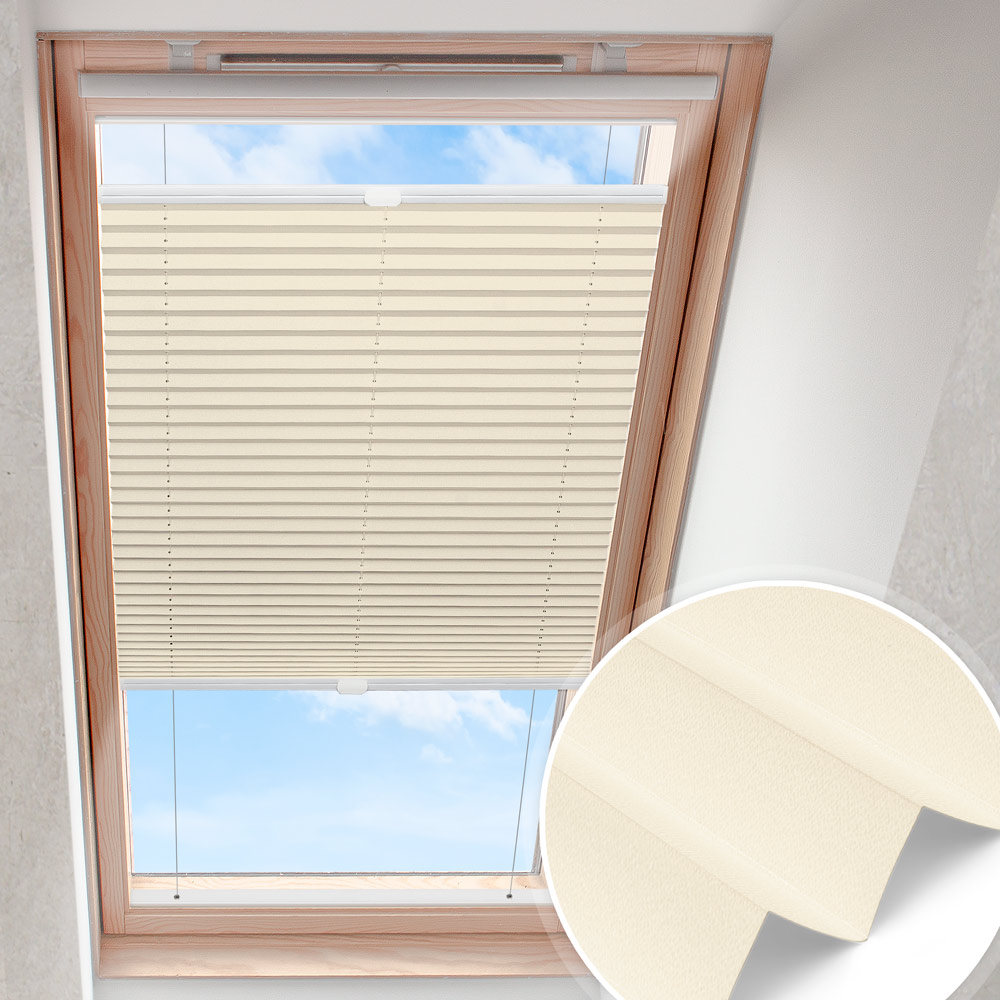 Plisserad takfönstergardin alabaster cream | ogenomskinlig