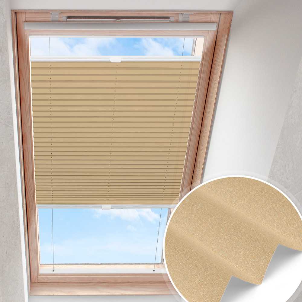 Guldfärgat plisserat takfönster | ogenomskinligt