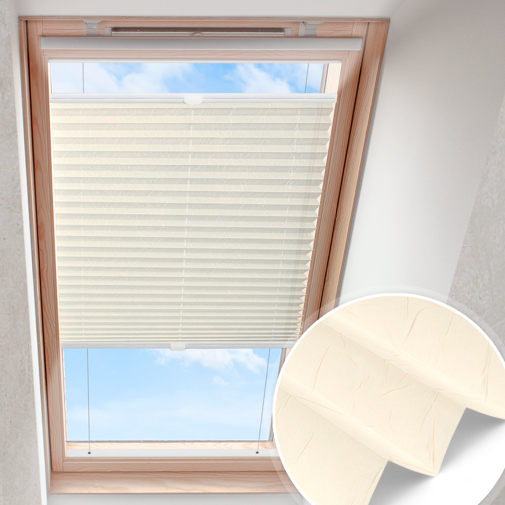 Plisserat takfönster ljus beige | krossad pärlemor