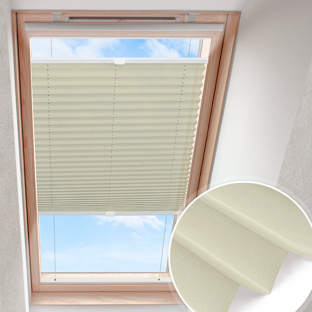 Plisserad takfönstergardin kräm | ogenomskinlig