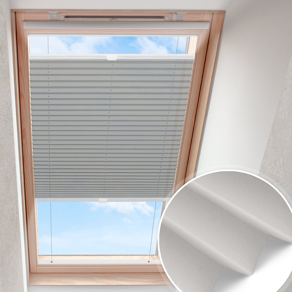 Plisserat takfönster askgrå | ogenomskinligt