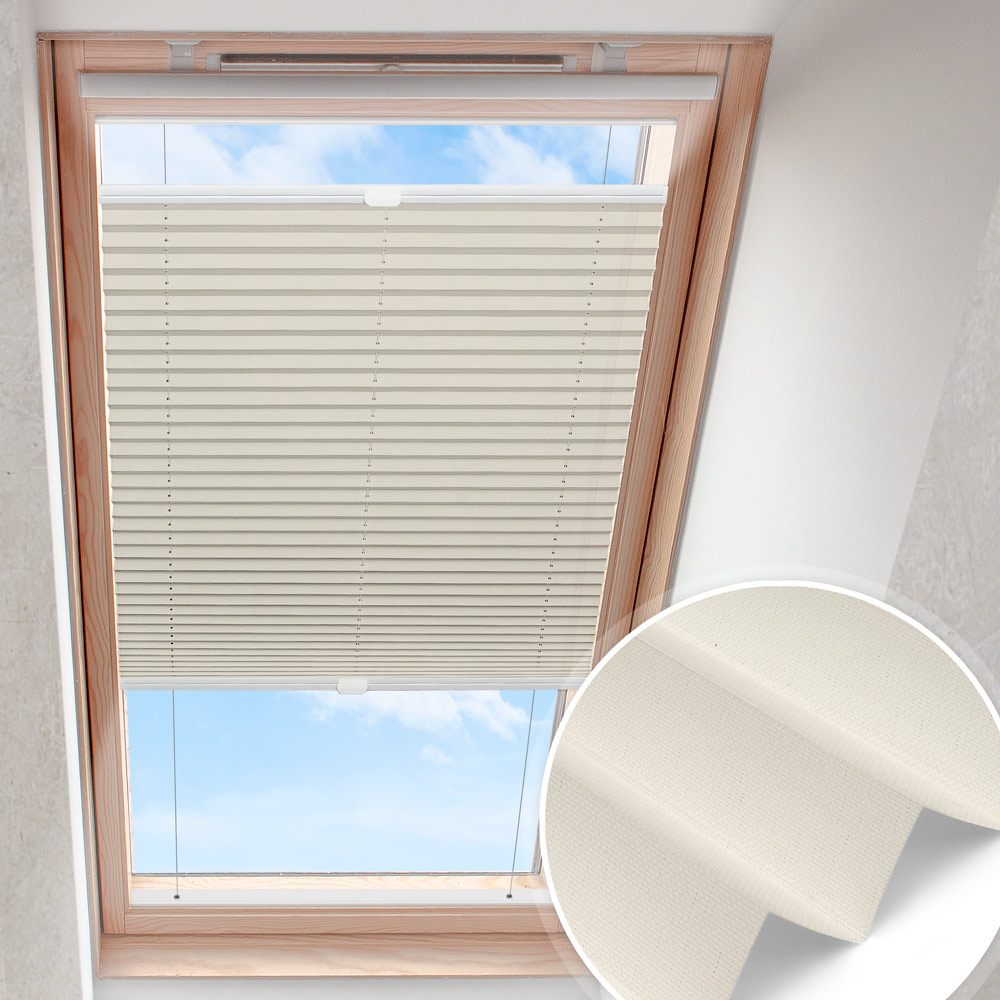 Plisserad takfönstergardin creme | transparent