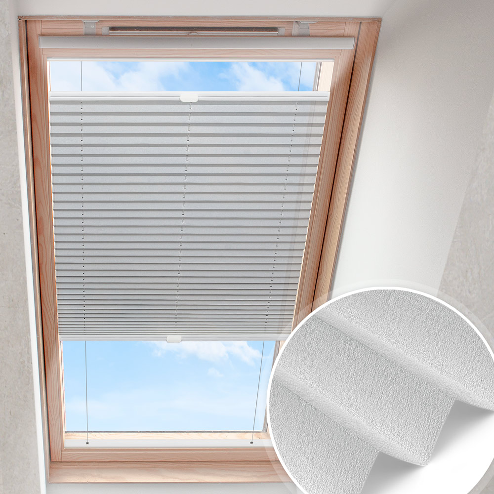 Plisserat takfönster ljusgrå | metalliserat