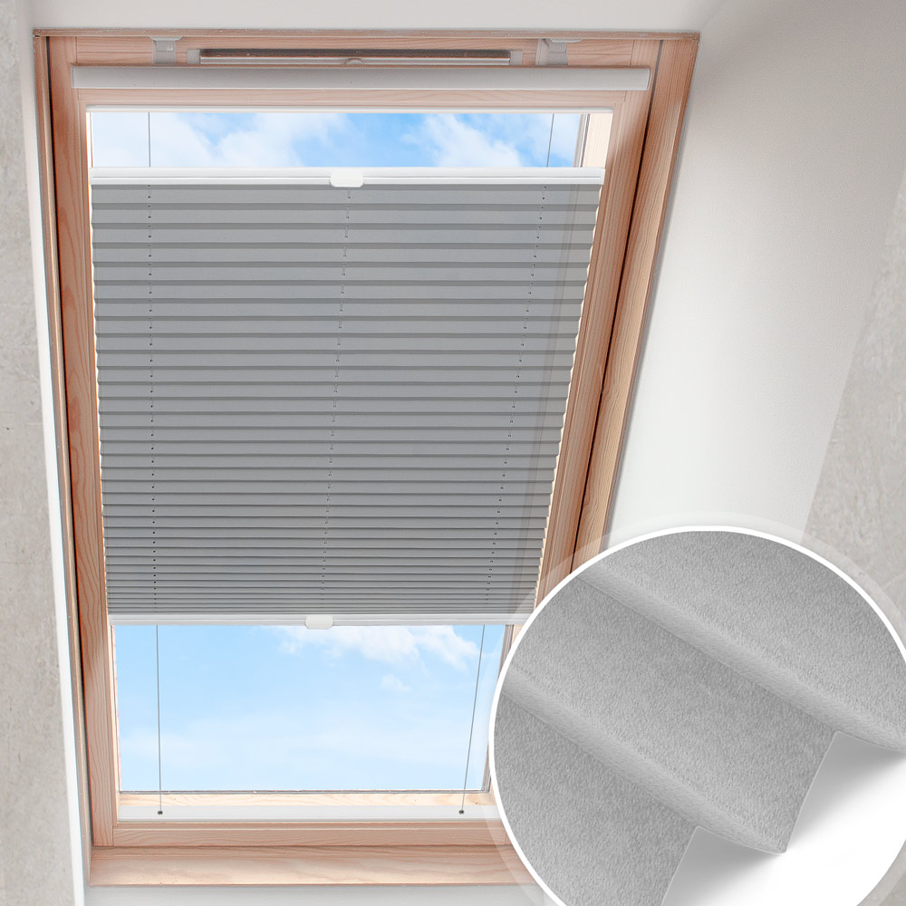 Plisserat takfönster ljusgrå | pärlemor