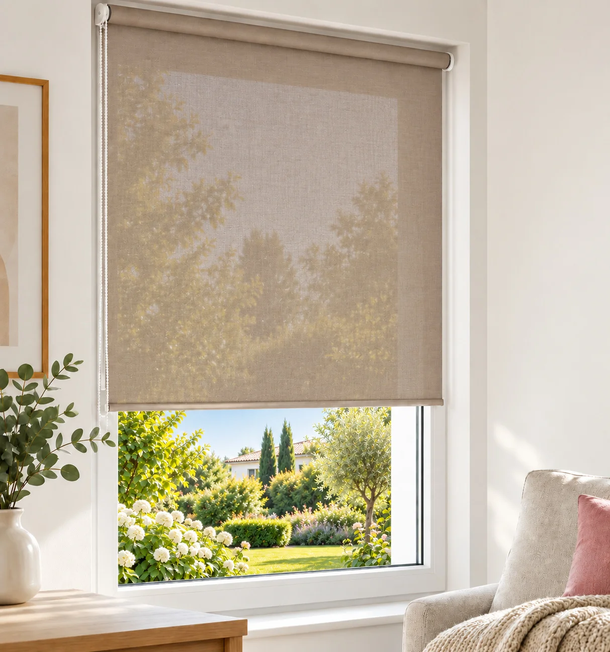 Rullgardin djup beige | halvtransparent